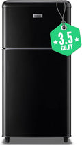 WANAI Retro Mini Fridge with Top Freezer 3.5 Cu.Ft Compact Refrigerator with Seven Adjustable Thermostat Two Door Small Fridge with Removable Glass Shelves for Kitchen Dorm Office Apt Black