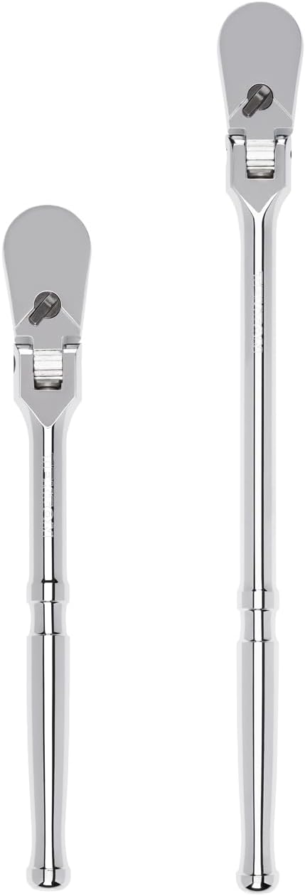TEKTON 1/2 Inch Drive Flex Head Non-Quick-Release Ratchet Set, 2-Piece (10-1/2, 14 in.) | SRH92201