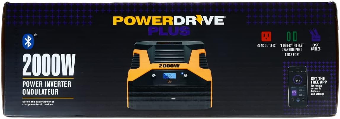 PowerDrive 2000 Watt Power Inverter, PWD2000P with Bluetooth Wireless Tech and Remote Control