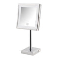JERDON Lighted Tabletop Makeup Mirror with 5X Magnification - Chrome Finish 8' bx 8' Plug in Magnifying Mirror with Variable Lighting - Model JRT880CL