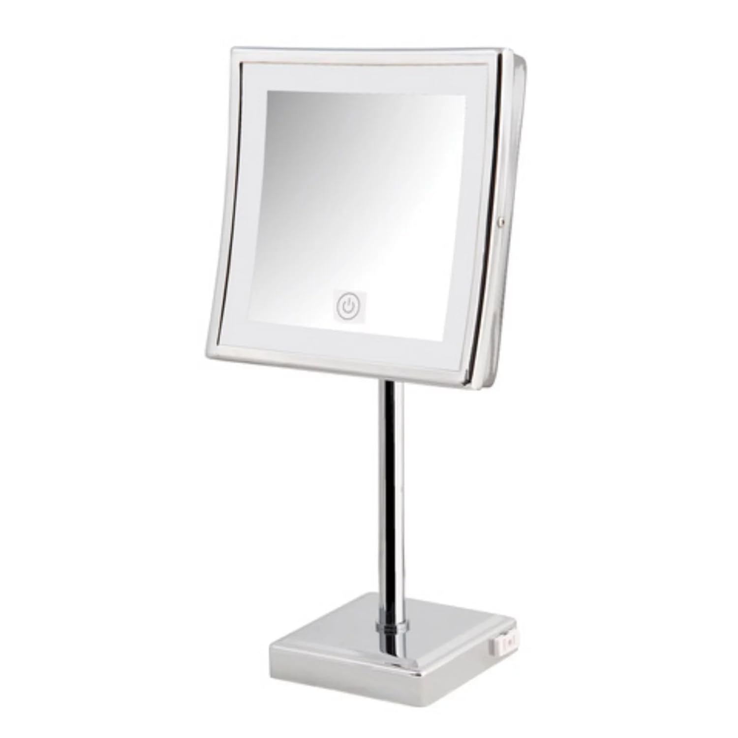 JERDON Lighted Tabletop Makeup Mirror with 5X Magnification - Chrome Finish 8' bx 8' Plug in Magnifying Mirror with Variable Lighting - Model JRT880CL