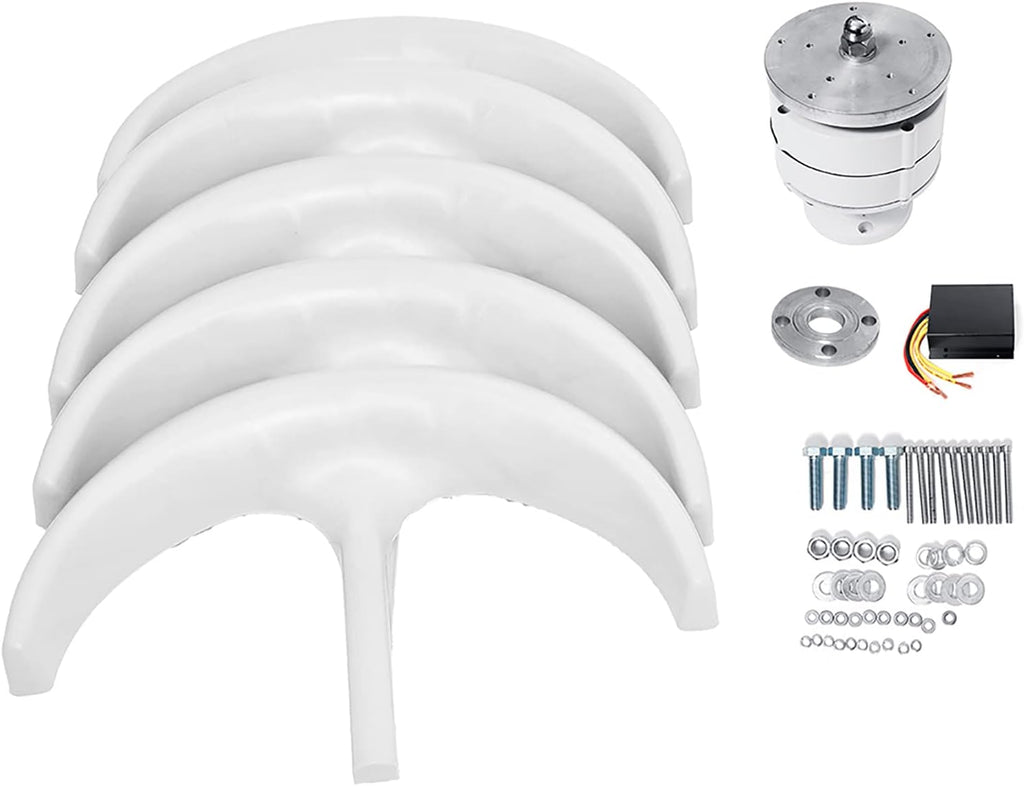 Low Noise 1000W Wind Power Turbines Generator,12V/24V/48V 5 Blades Windmill Lantern Wind Generator with MPPT Controller for Home, Camping(White)