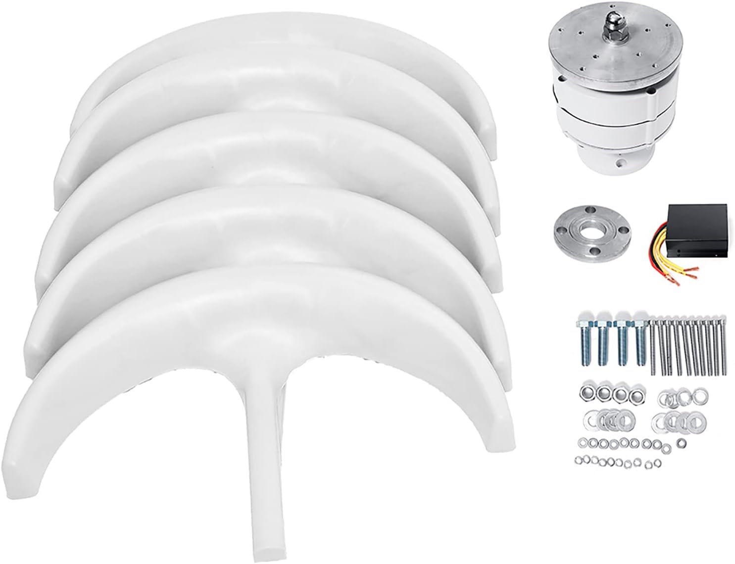 Low Noise 1000W Wind Power Turbines Generator,12V/24V/48V 5 Blades Windmill Lantern Wind Generator with MPPT Controller for Home, Camping(White)