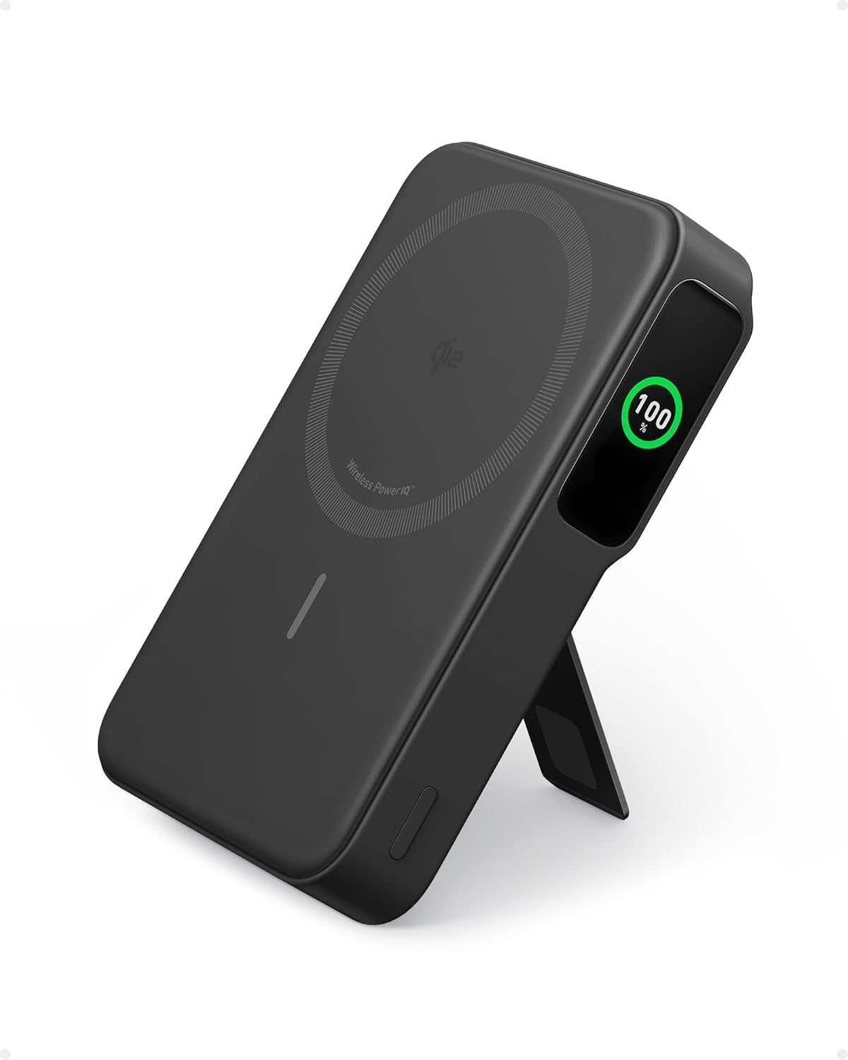 Anker MagGo Power Bank 10,000mAh MagSafe Charger Stand Compatible, MagGo 2-in-1 Charging Station