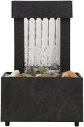 Tabletop Water Fountain LED Tabletop Fountain Indoor Flowing Water Waterfall Fountain Lighting Tabletop Fountain with Stones Desktop Fountain (Color : A)