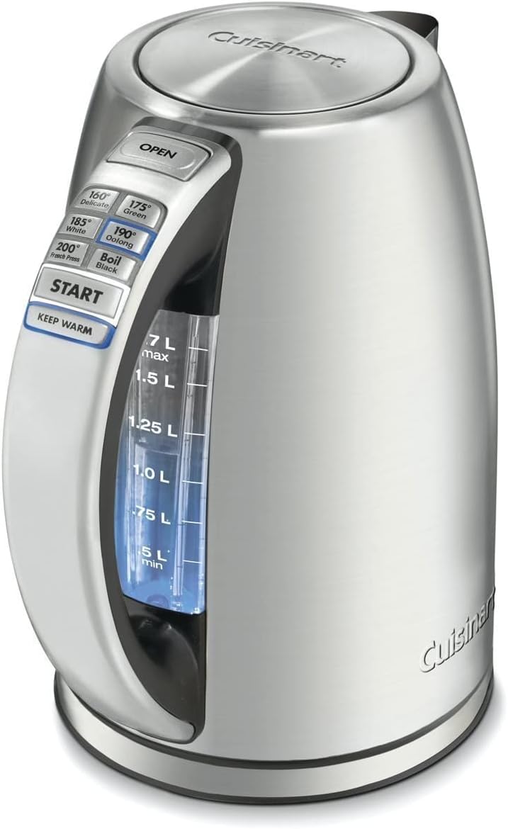 Cuisinart 1.7-Liter Stainless Steel Cordless Electric Kettle with 6 Preset Temperatures & Cuisinart SCO-60 Deluxe Electric Can Opener, Quality-Engineered Motor System