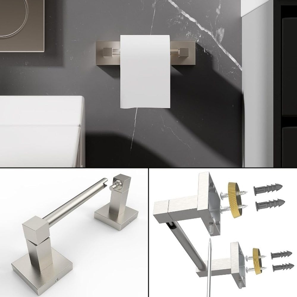 Toilet Paper Holder Towel Ring Bathroom Accessories Hardware Set Double Post Pivoting Toilet Roll Holder Stainless Steel,Brushed Gold