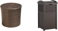 Christopher Knight Home Keaton Wicker Barrel Side Table, Multibrown & Suncast 33 Gallon Hideaway Can Resin Outdoor Trash with Lid Use in Backyard, Deck, or Patio, 33-Gallon, Brown