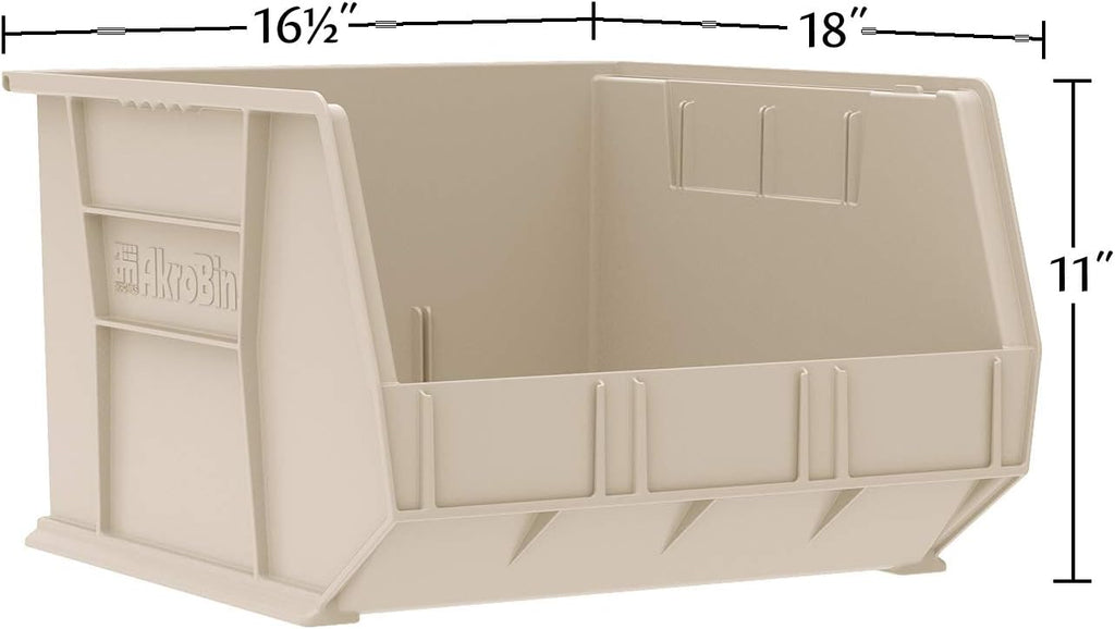 Akro-Mils 30270 AkroBins Plastic Storage Bins, Space-Saving Stackable Bins for Garage, Pantry, Craft Organization, 18' x 16' x 11', Clear, 3-Pack