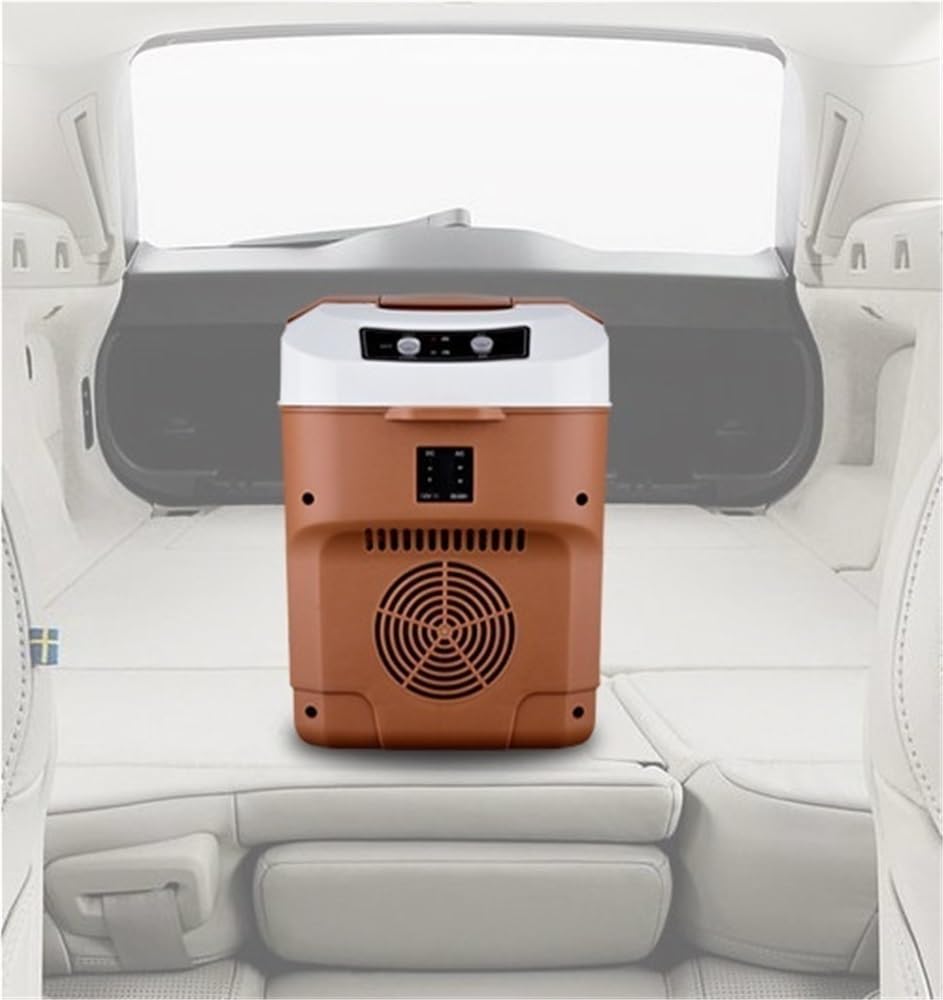 Plug in Coolers for Vehicles, 10L Car Refrigerator, Portable Freezer with Cooling and Heating Functions, Suitable for Outdoor, Car and Travel(Brown)