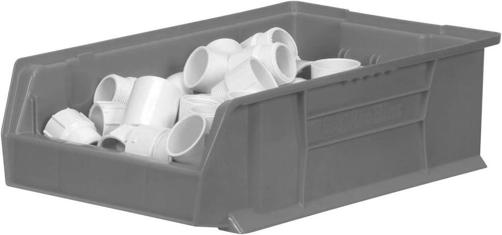 Akro-Mils 30280 Super-Size AkroBins Plastic Storage Bins, Space-Saving Stackable Bins for Garage, Classroom, Warehouse Organization, 20' L x 12' W x 6' H, Grey, 4-Pack
