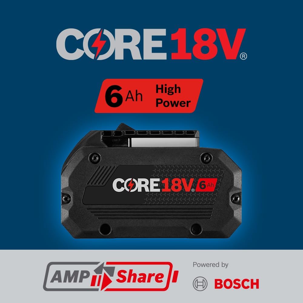 Bosch GBA18V60-2PK 18V CORE18V® Lithium-Ion 6 Ah High Power Battery, 2-Pack