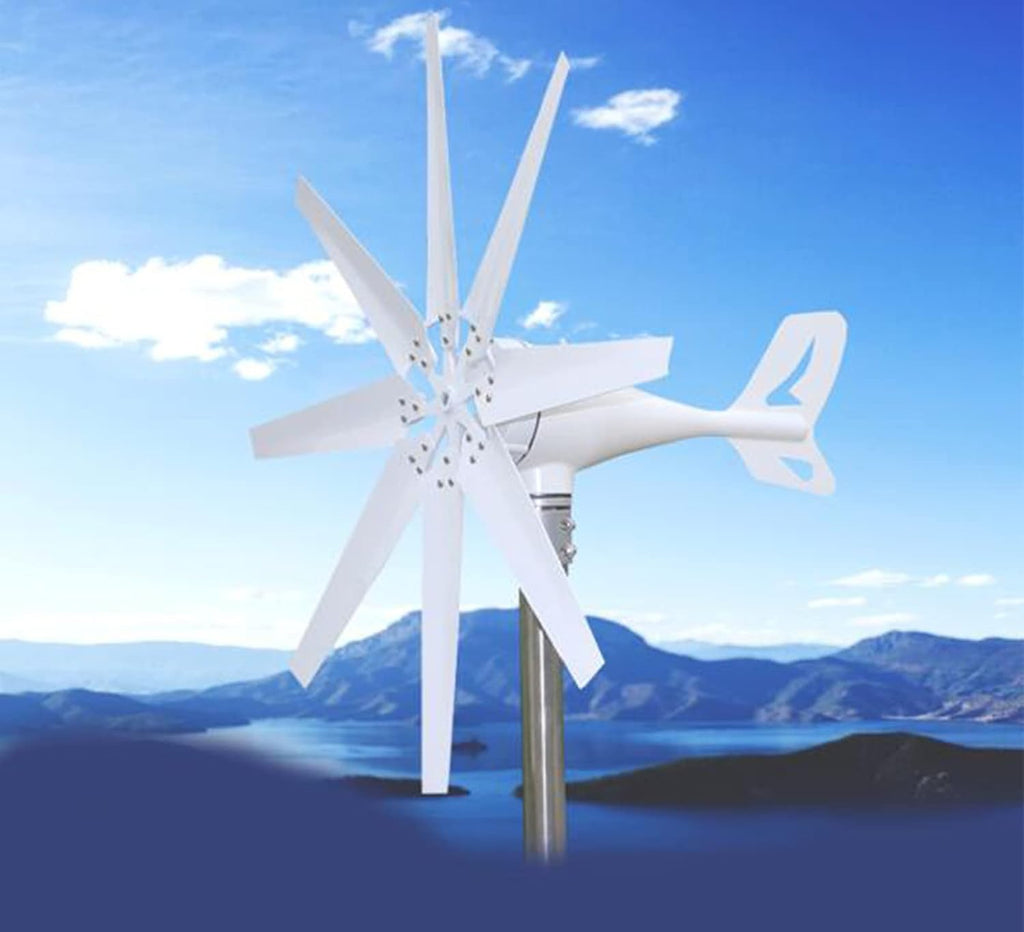 Efficient and Noiseless 1000W 8 Blades Wind Turbine Generator, 12V 24V 48V Wind Power with Controller for Home Outdoor Camping Use (White),220v