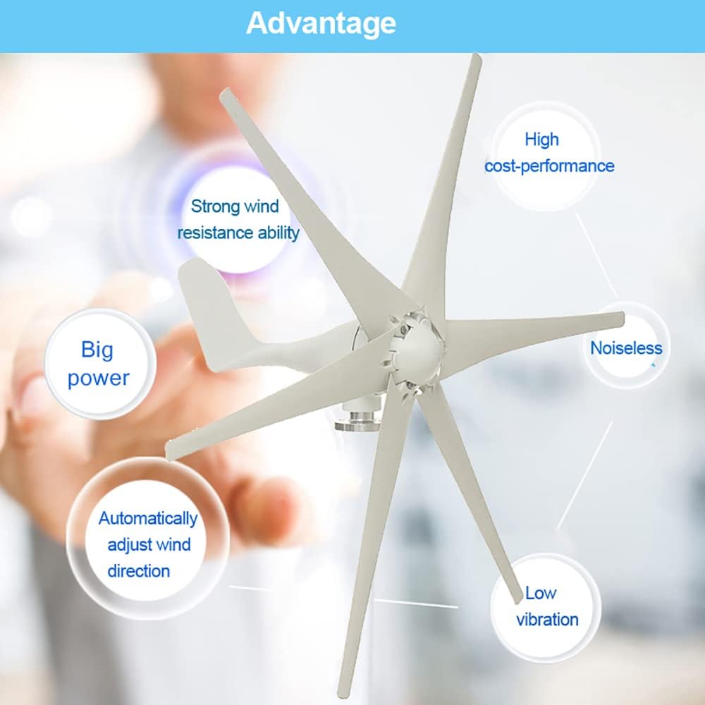 Wind Turbine Generator Kit 3000W with 5 Blade Vertical Axis Wind Generator Kit with Controller for Marine Home Garden Boat Marine Street Lighting System,12v