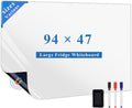 Magnetic Fridge White Board Paper, 94' x 47' Large Dry Erase Board Sheet for Organizer and Planner, Kitchen Refrigerator Whiteboard for Family to-do List, Includes Markers and Eraser