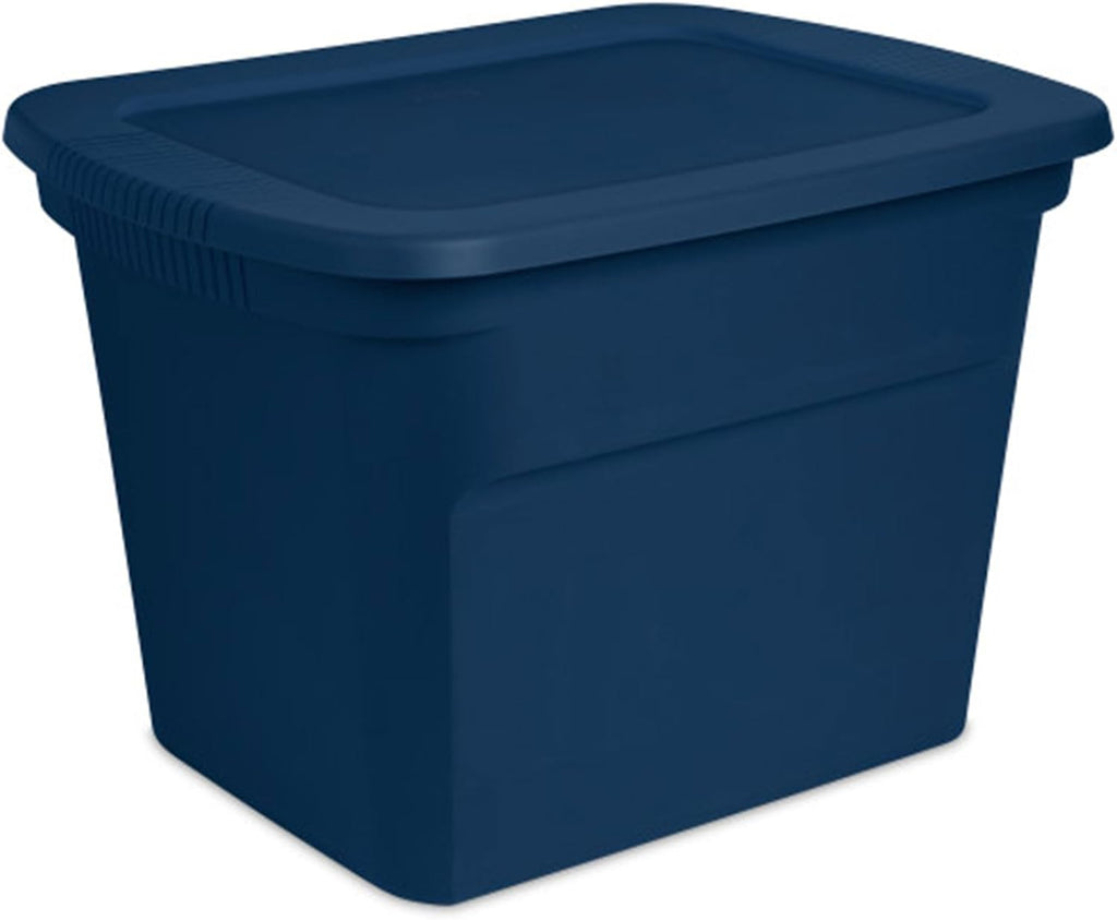 Sterilite 8-Pack Storage Tote, Plastic Container Bins with Lids, 18 Gallon, Marine Blue - Heavy-Duty Organizing Containers for Closet, Bathroom, and Office