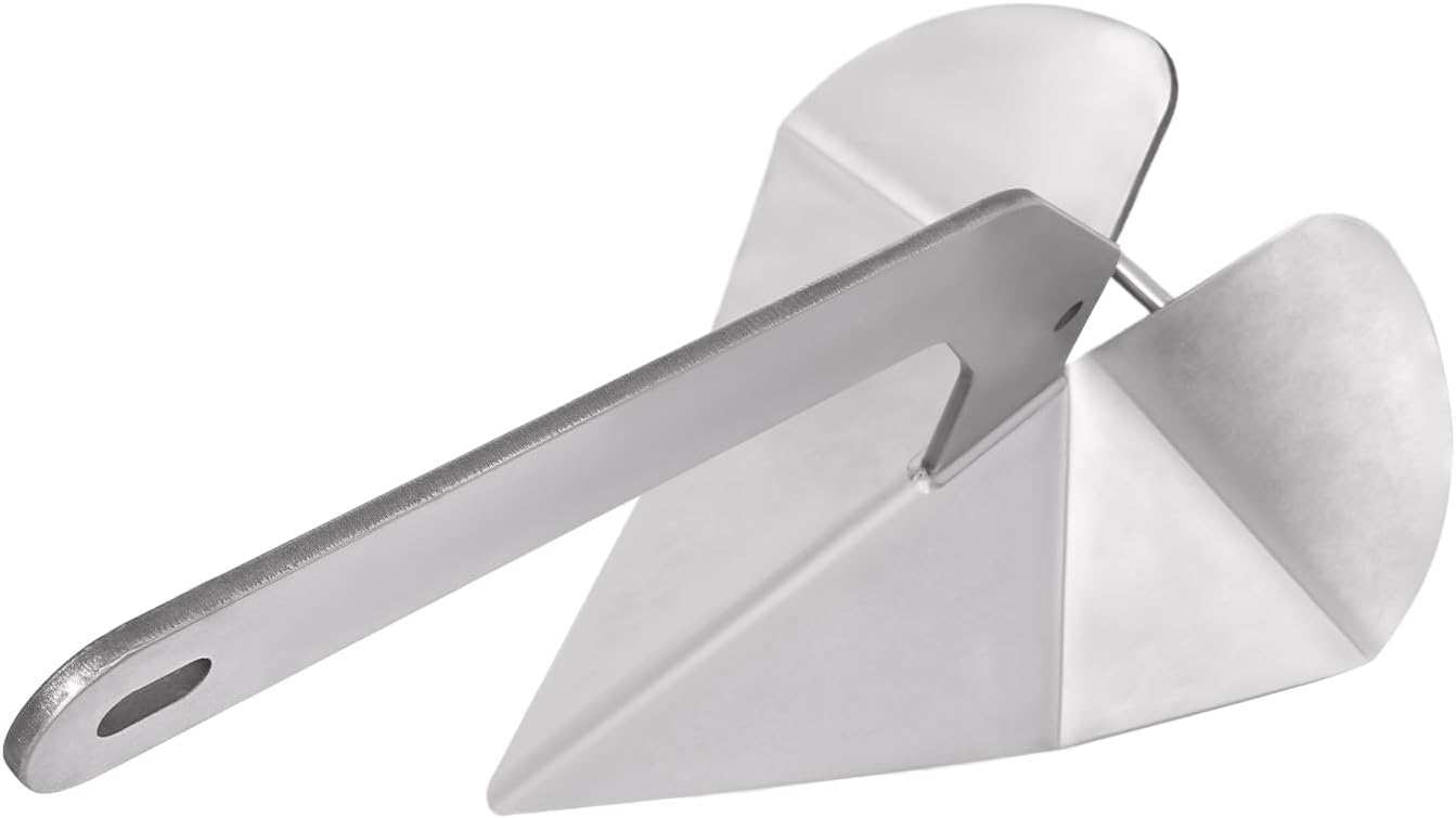 43lb Small Yacht Boat Anchor 316 Stainless Steel Wing Style Anchor with Practical Hole Heavy Duty Triangular Anchor for Kayak, Canoes, Fishing, and Paddle Board Accessories