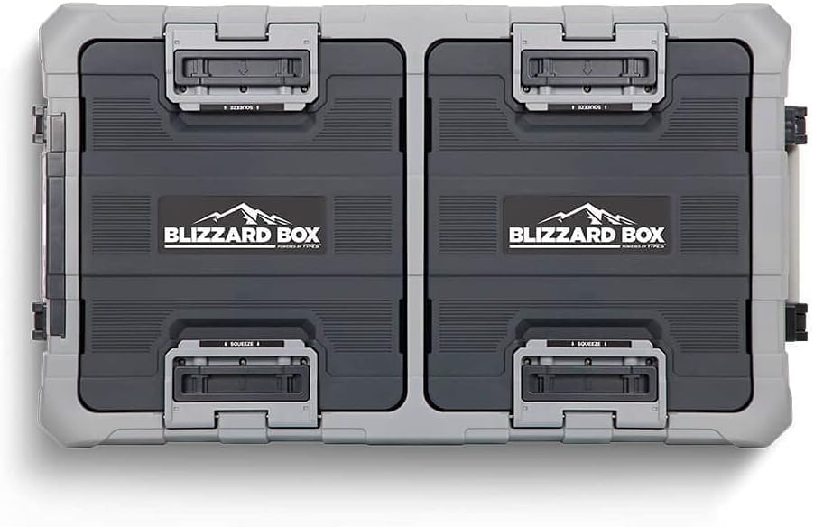 Blizzard Box 99QT Dual Zone Portable Fridge Freezer – Iceless Electric Cooler for Overlanding, RVs, Camping & Trucking, 12V/24V DC & 110V AC, Independent Temperature Control, Battery Protection