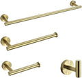 ZTBH Bathroom Hardware Sets Brushed Gold/Black/Brushed Stainless Steel Bathroom Hardware Set, Towel Ring Robe Hook Bathroom Hardware Towel Set (Color : B Gold 4 pcs kit)