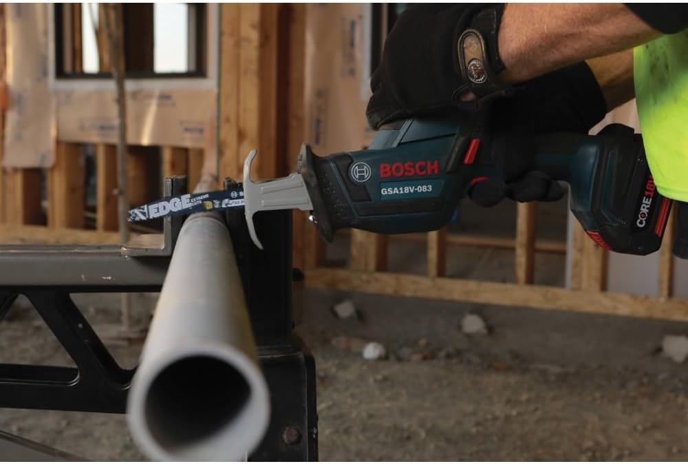 BOSCH GSA18V-083B 18V Cordless Reciprocating Saw - Lightweight & Compact, 0.83' Stroke, 3,050 SPM, Variable-Speed Trigger, Toolless Blade Change, LED Light (Bare Tool)