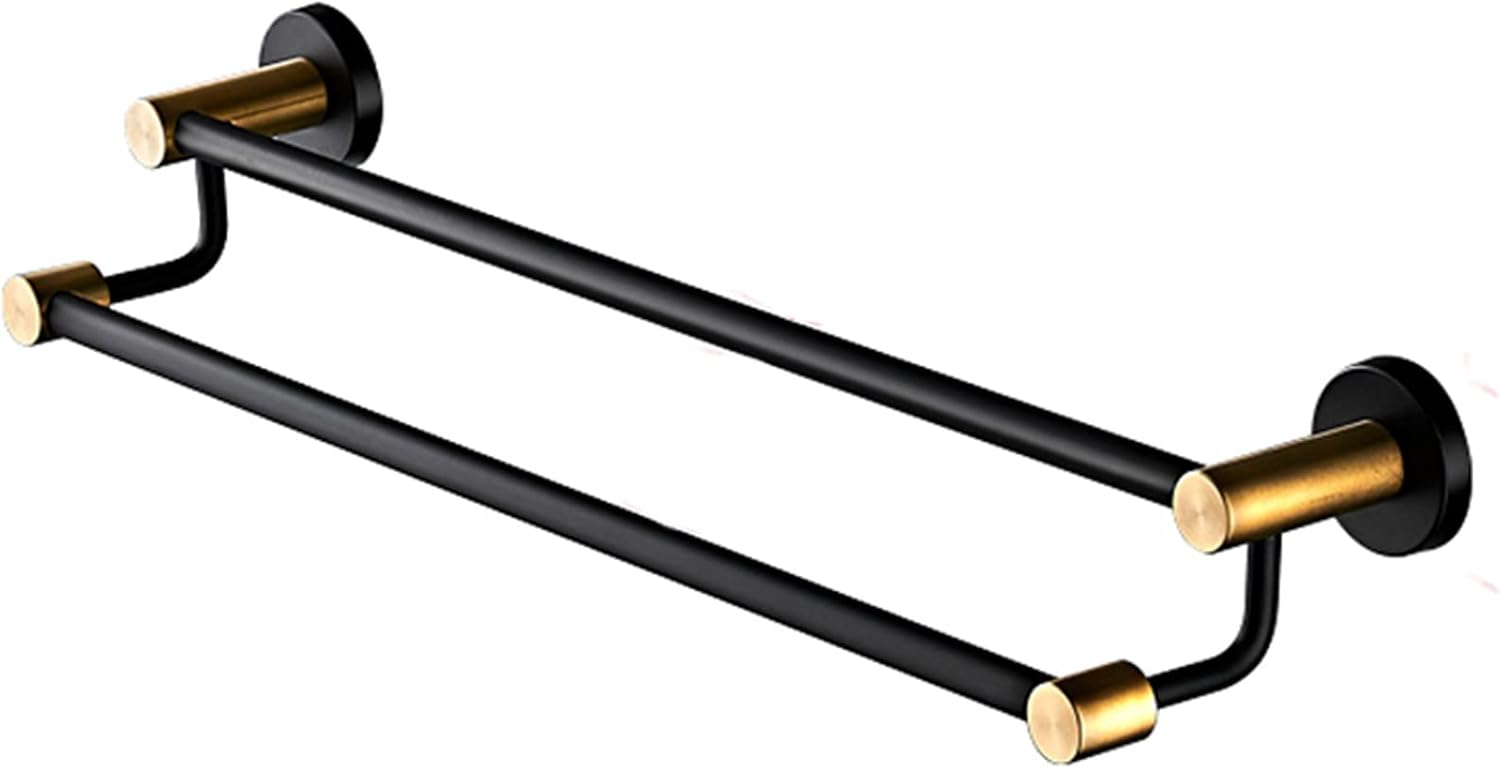 Stainless Steel Black Towel Ring and Toilet Paper Holder, Bathroom Black Hand Towel Holder Wall Mounted Hand Towel Ring (Black Gold) (Size : 47.2inch(120cm))