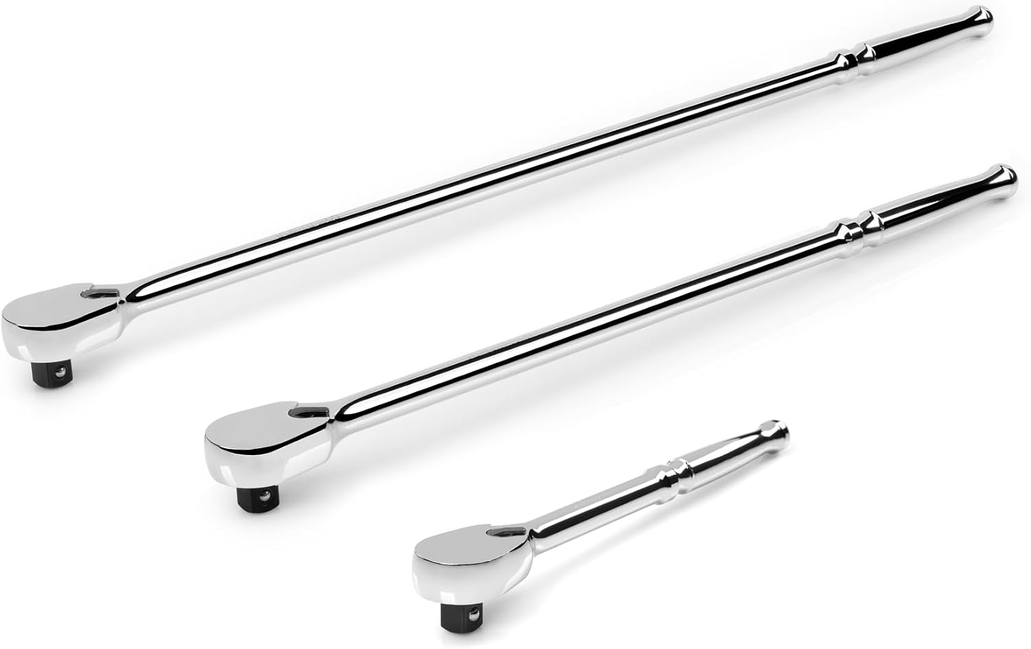 TEKTON 1/2 Inch Drive Non-Quick-Release Ratchet Set, 3-Piece (10-1/2, 18, 24 in.) | SRH92005