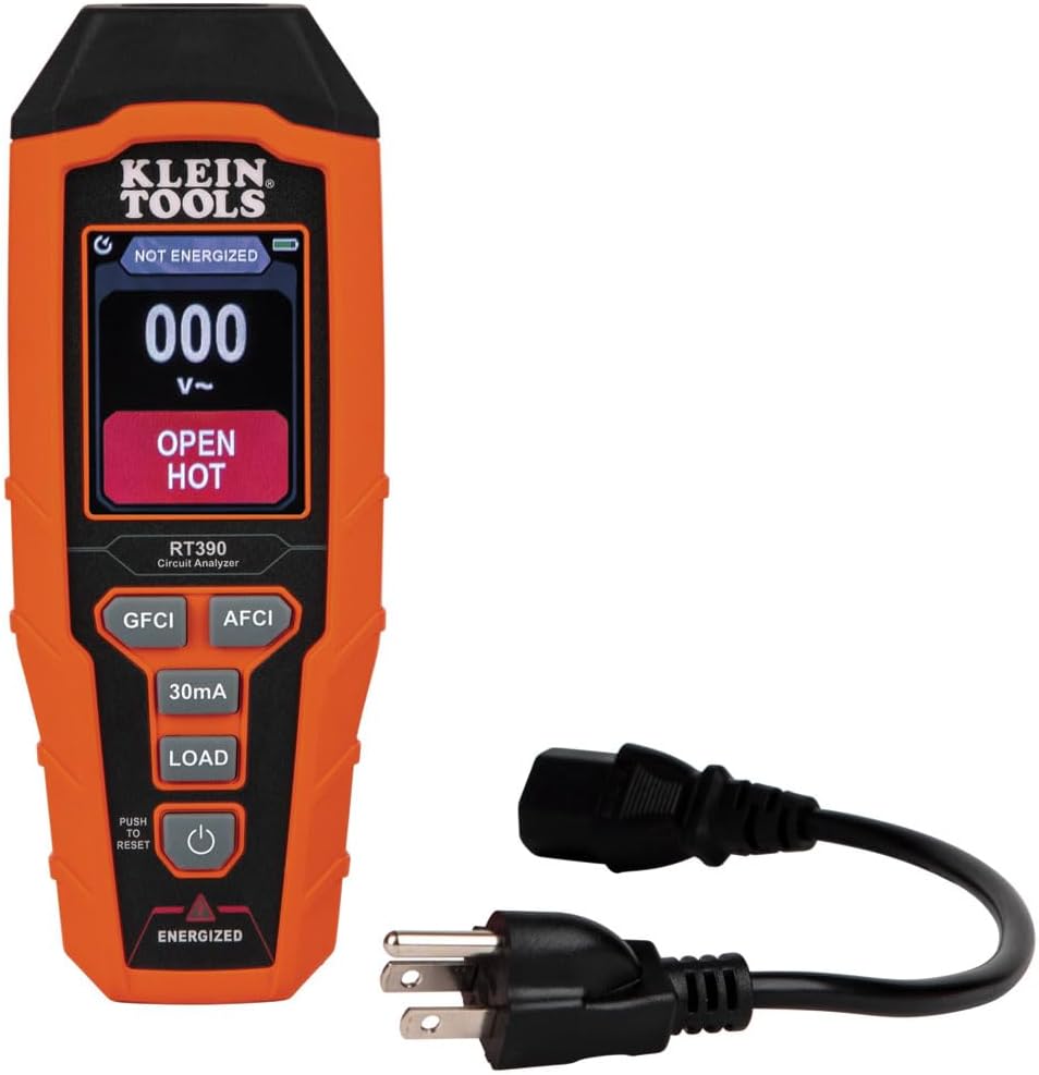 Klein Tools RT390 Circuit Analyzer with Large LCD, Identifies Wiring Faults, GFCI and AFCI Tester, Voltage Drop, Displays Trip Time