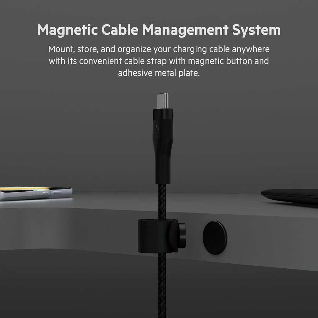 Belkin BoostCharge Pro Flex Braided USB-C to USB-C Cable (3M/10FT), USB-IF Fast Charging Cable for iPhone 16 Series, MacBook Pro, iPad Pro, Galaxy S25, S24, Nintendo Switch 2 & More - Black