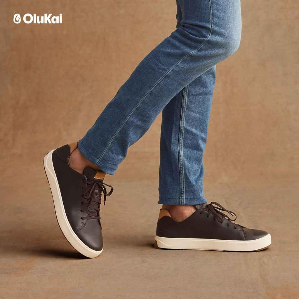 OluKai Lae'ahi Li 'Ili Men's Waterproof Leather Sneaker, Versatile & Casual Everyday Shoe, All-Day Comfort & Support, Enhanced Grip & Traction