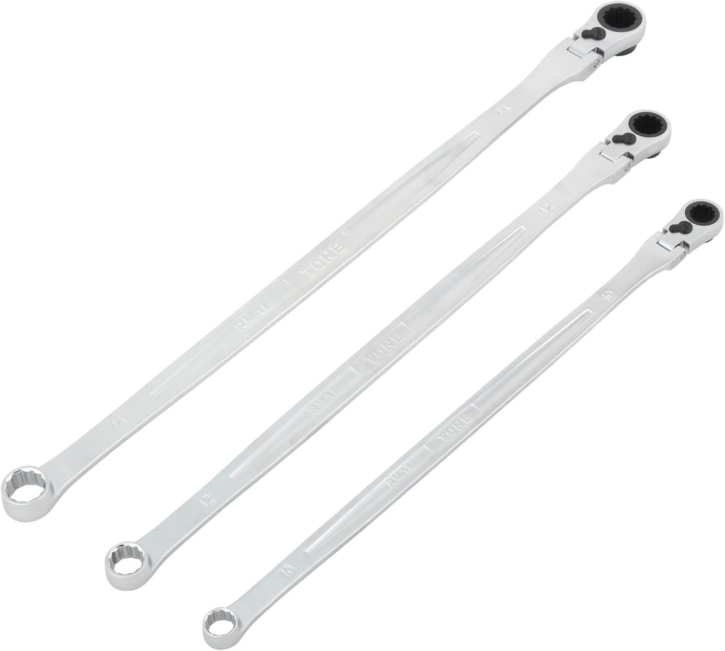 Tone RMA300L Super Long Neck Swing Ratchet Glasses Wrench Set, Black, 3 Pieces