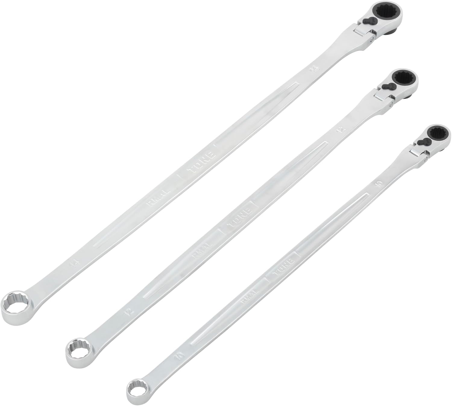 Tone RMA300L Super Long Neck Swing Ratchet Glasses Wrench Set, Black, 3 Pieces
