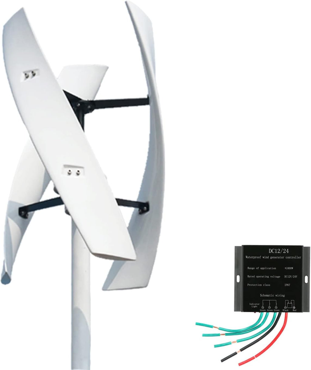 Vertical Wind Turbine Generator Set, 3000W 12V 24V 48V Vertical Wind Turbine Generator with Charging Regulator 3 Blades Suitable for Garden Outdoor Street Lights (12V White)