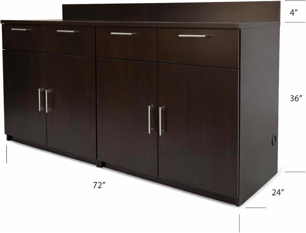 BREAKtime 2-Door Office Storage Cabinet for Breakroom, Commercial Coffee Station Cabinet, Fully Assembled, 72' W x 24' D x 36' H, Appliances Not Included