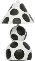 Pemberly Row Contemporary Papier Mache Table Lamp, Black and White Polka Dot Pattern, Handmade, Domed Lampshade and Orb Finial, Plug-in, 98 in Cord, UL Listed, Decorative Lighting for Tabletops
