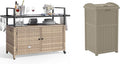YITAHOME Large Outdoor Kitchen Cart & Bar Table Bundle with Suncast 33 Gallon Hideaway Trash Can for Patio