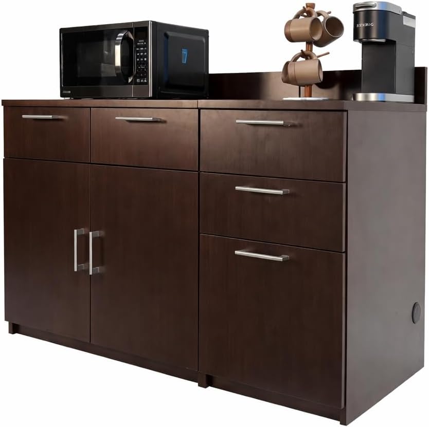 BREAKtime Breakroom Cabinet with Door and 3-Drawer Storage, Office Snack and Supply Cabinet, Commercial-Grade, Fully Assembled, 54' W x 24' D x 36' H, Appliances Not Included