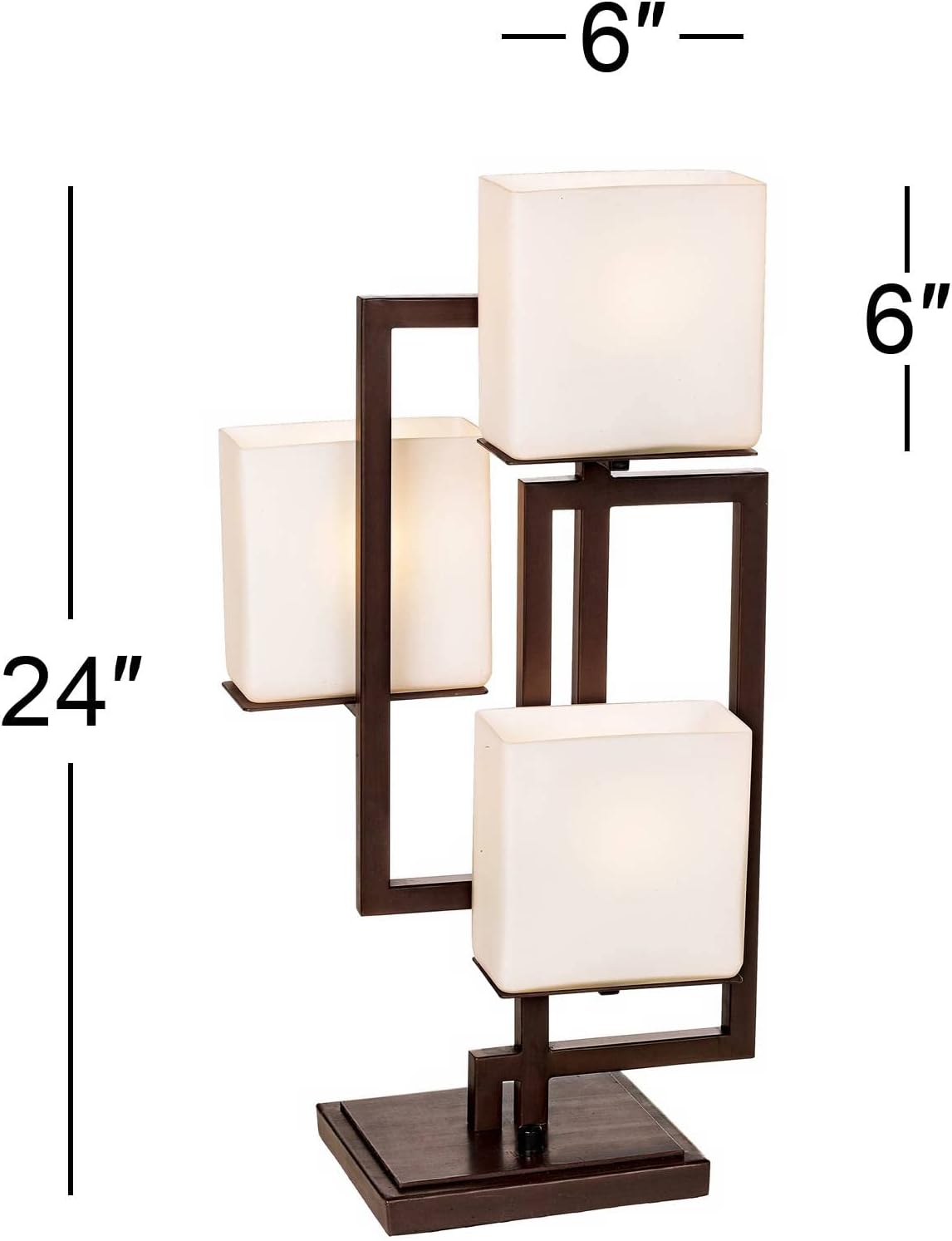 Possini Euro Design Lighting on the Square Modern 3-Way Table Lamp 24' High with Table Top Dimmer Roman Bronze Metal Glass Shade for Bedroom Living Room House Home Bedside Nightstand Office Kids
