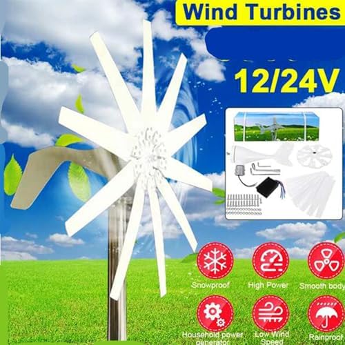12000W Portable Vertical Wind Turbine Generator Kit - 48V, Efficient 2M/S Start, Includes Charge Controller for Off-Grid Power Solutions, Renewable Energy System