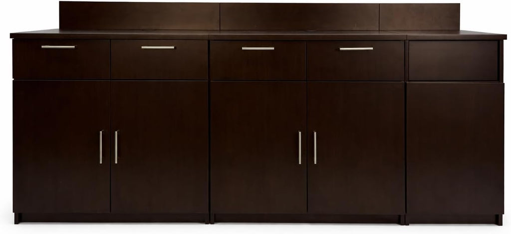 BREAKtime Office Storage Cabinet with Trash Bin Compartment, 2-Door Breakroom Coffee Station, Fully Assembled, 90' W x 24' D x 36' H, Trash Bin Included, Appliances Not Included