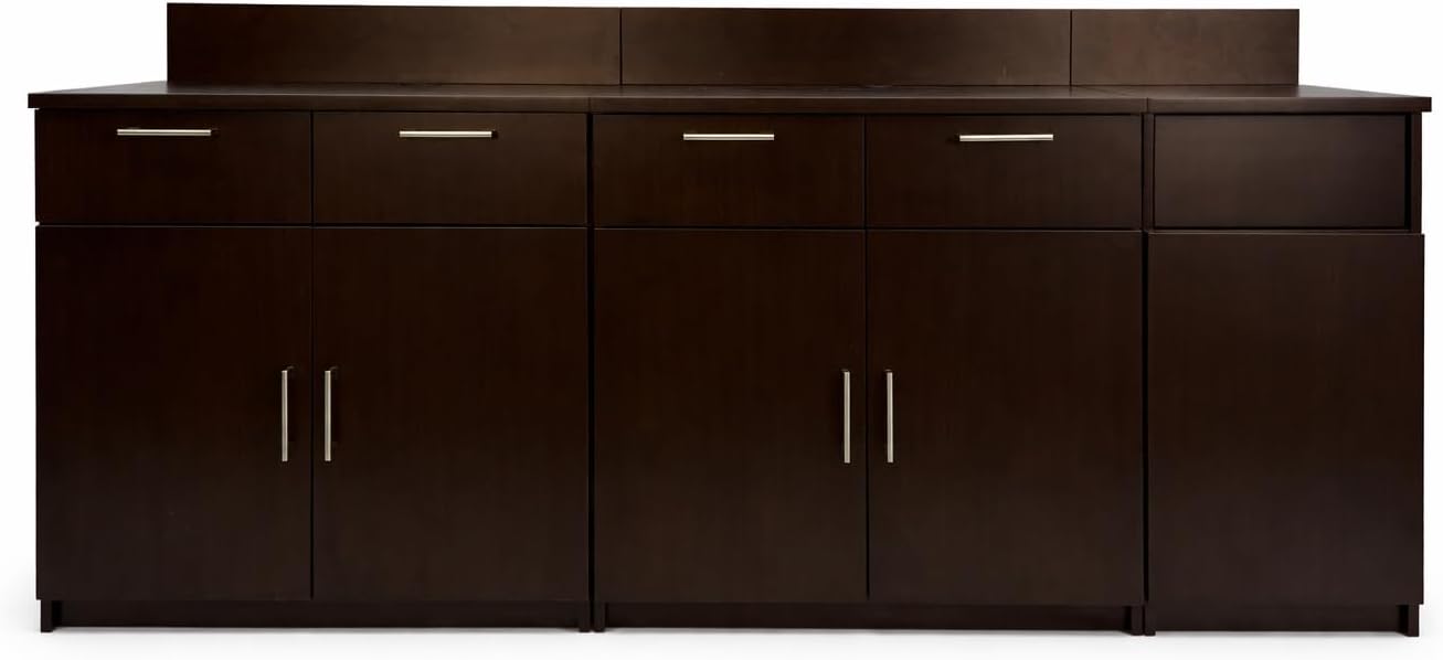 BREAKtime Office Storage Cabinet with Trash Bin Compartment, 2-Door Breakroom Coffee Station, Fully Assembled, 90' W x 24' D x 36' H, Trash Bin Included, Appliances Not Included
