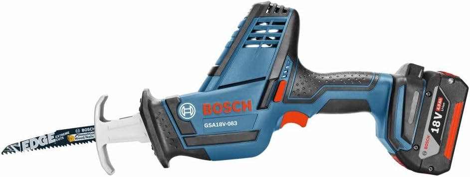 BOSCH GSA18V-083B 18V Cordless Reciprocating Saw - Lightweight & Compact, 0.83' Stroke, 3,050 SPM, Variable-Speed Trigger, Toolless Blade Change, LED Light (Bare Tool)