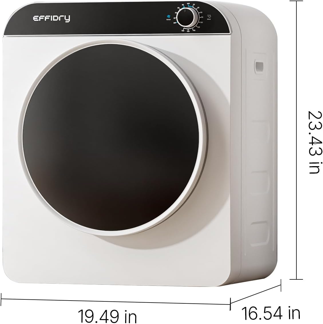 2-cubic-foot portable dryer, 830-watt power, stainless steel drum, 5 functions, knob panel, 110-volt voltage, suitable for apartments, dormitories, etc., 12-pound portable dryer