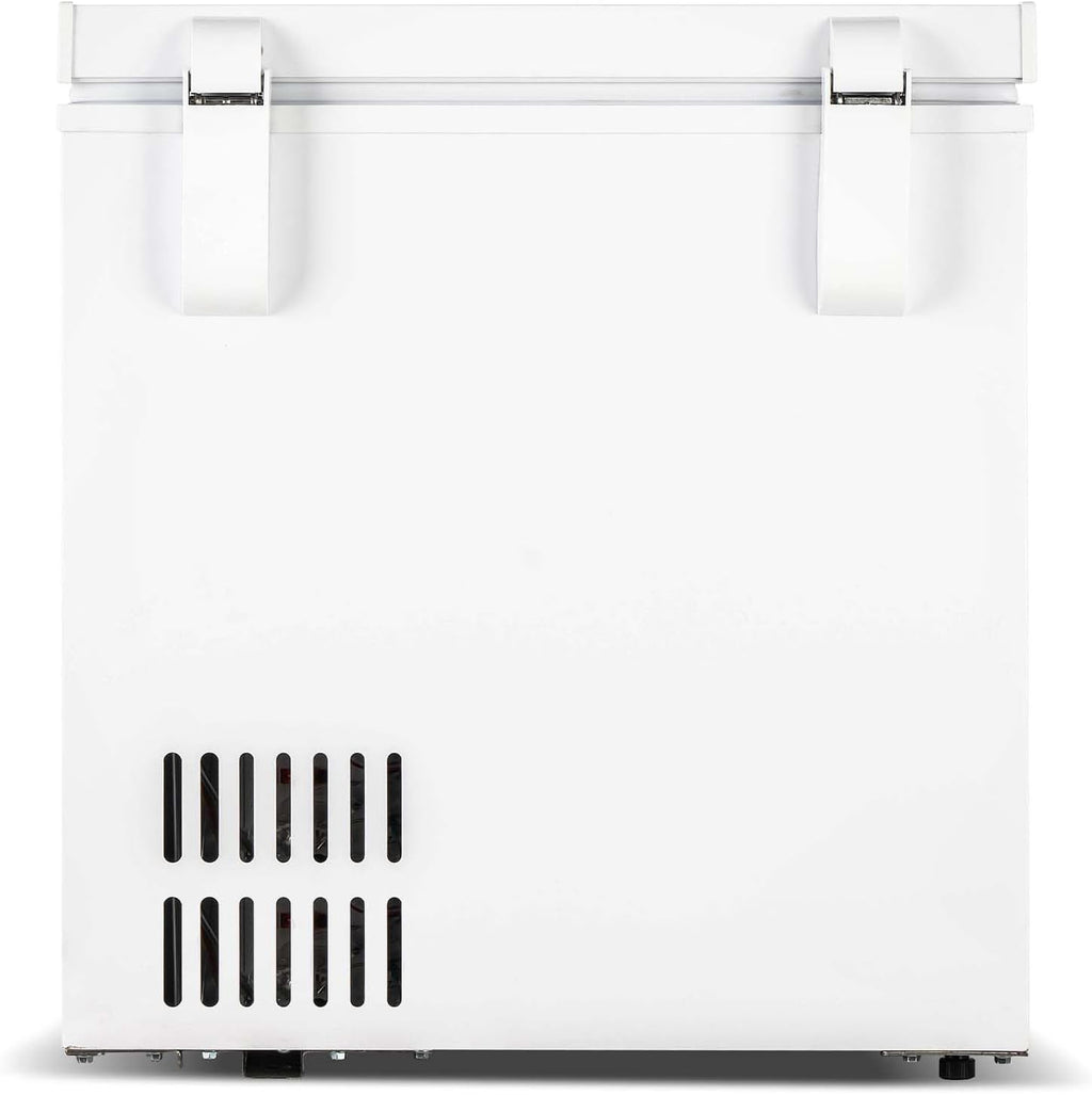 Frigidaire Chest Deep Freezer, 2.0 Cu. Ft. Capacity, Adjustable Thermostat-Removable Vinyl Coated Wire Basket-Easy Defrost Drain- Garage Ready- Pearl White