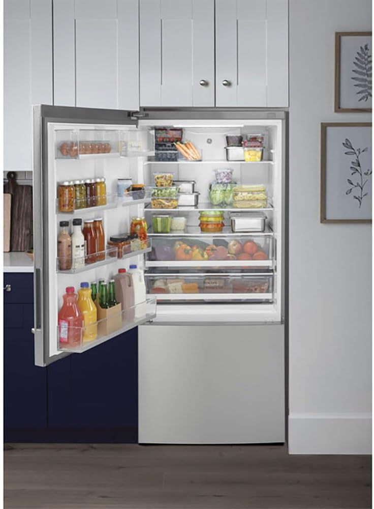 GE Appliances 17.7 cu. ft. Bottom Freezer Refrigerator in Fingerprint Resistant Stainless Steel, Counter Depth