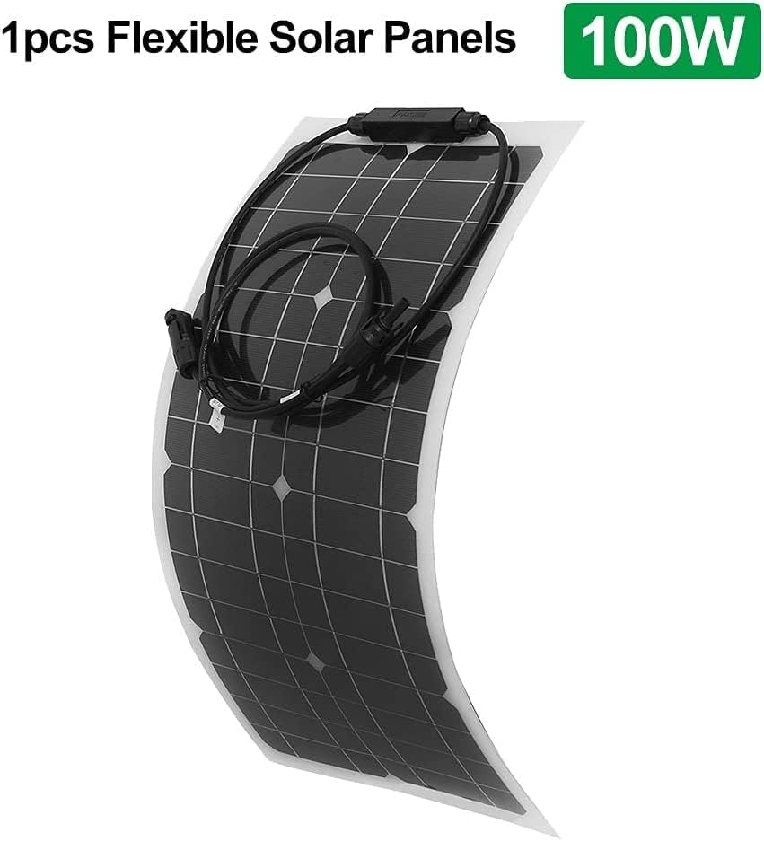 Portable Solar Panels 100W Portable Solar Panel Kit with 30A 60A Controller, Flexible Monocrystalline Solar Panel Kit，Waterproof Solar Power System for Car Yacht Rv Camping(Only 1pcs Panel)