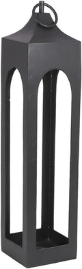 CG Hunter Large Black Rustic Metal Decorative Lantern - Candle Holder for Indoor & Outdoor, Home Decor for Patio, Garden & Tabletop, Hanging for Parties & Weddings