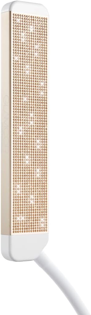GLAMCOR Elite X Portable LED Lighting Kit for Eyelash Extension, Esthetician, Makeup, Filming & Photography | 5600K Five-Stage Dimming Daylight, with Travel Bag & Tripod (White/Gold w/Gold Sparkle)