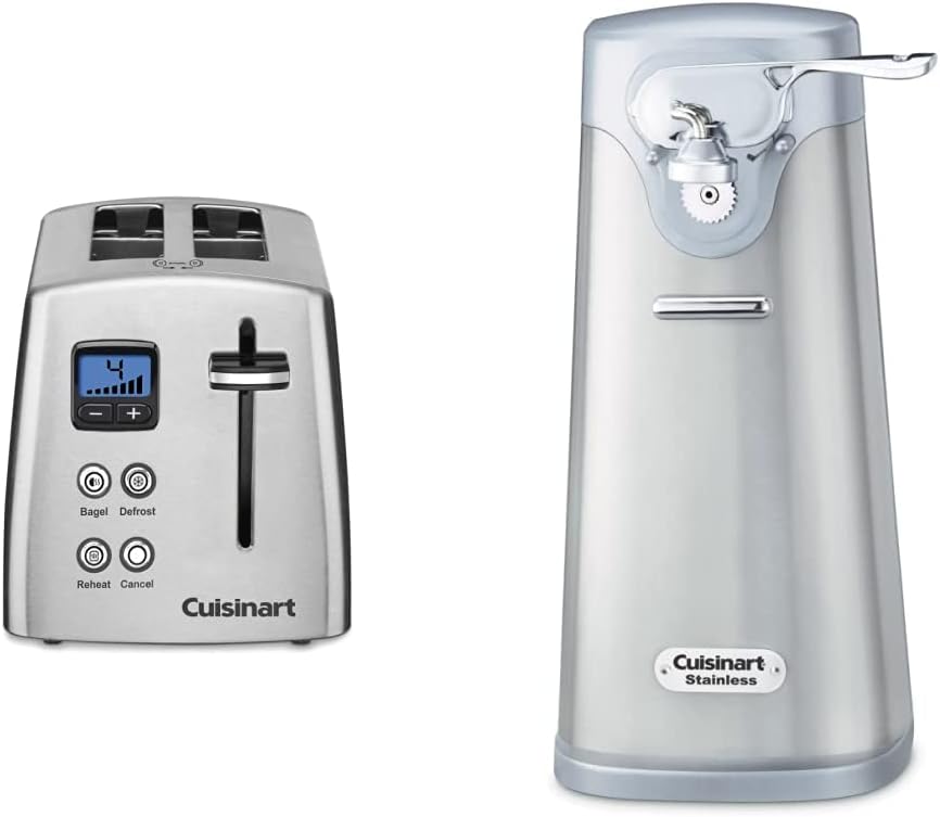 Cuisinart CPT-415P1 Countdown Metal Toaster, 2-Slice, Brushed Stainless & SCO-60 Deluxe Electric Can Opener, Quality-Engineered Motor System Allows you to Open Any Size Can, Stainless Steel
