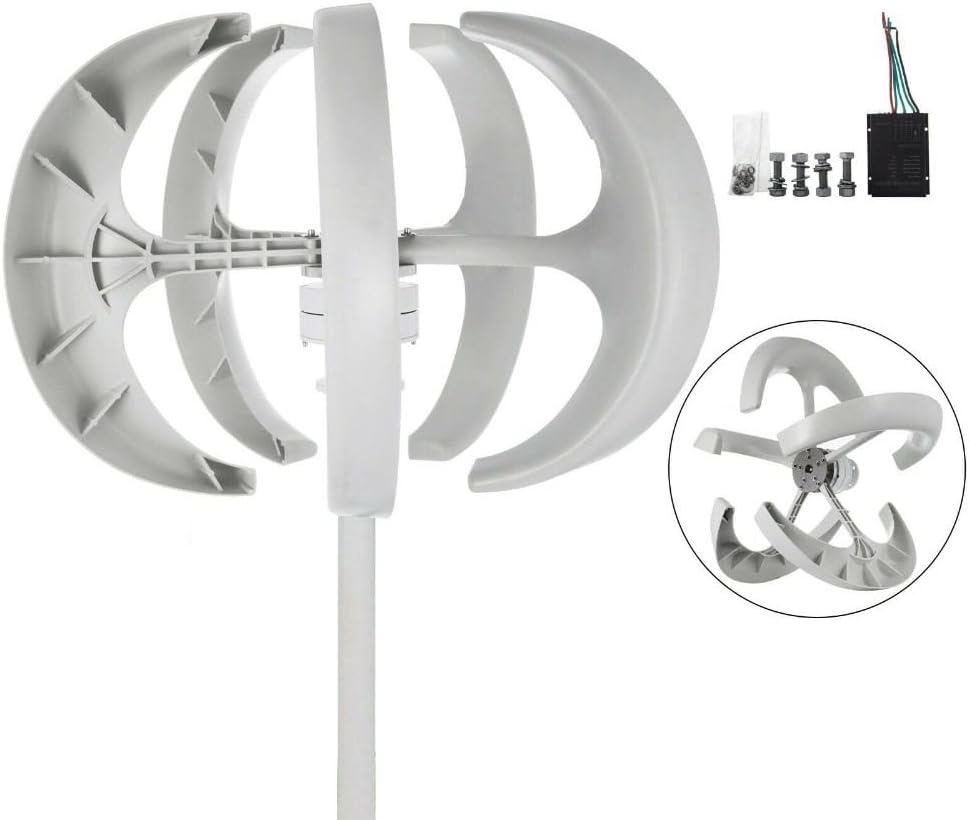 400W 600W 800W 1000W 1200W Vertical Axis Wind Turbine Generator - 5 Blades DC 12V/24V Windmill with Controller for Home Renewable Energy Solutions