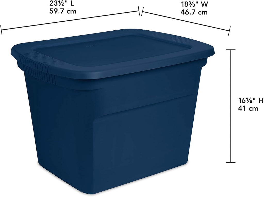 Sterilite 16-Pack Plastic Storage Bins, 18 Gallon Tote Containers with Lids, Marine Blue